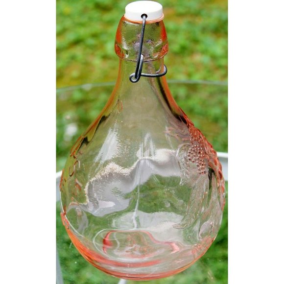 Jus de Fruits Casadis Milano Italy Pink Glass Bottle Decanter Stopper 1/2 Gallon - Picture 6 of 11